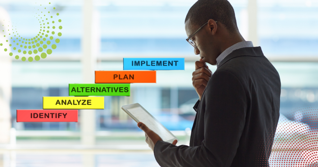 Male freelancer holding a tablet analyzing a client complex problem and figuring out a solution.