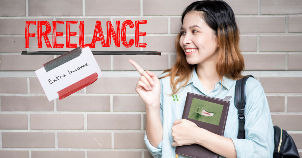 student doing freelance gig