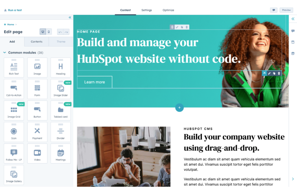 Hubspot free custom website